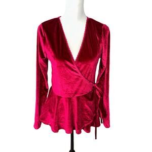 Kori America Small Magenta Long Sleeve Top Velvet